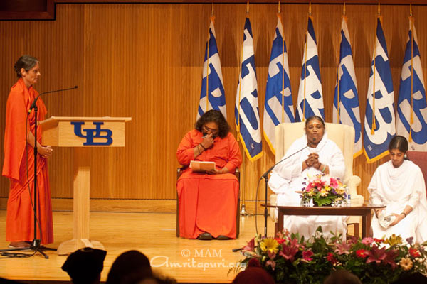 Amma speaking at State University of New York at Buffalo